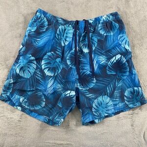 Laguna Swim Trunks Mens XL Blue Tropical Leaf Print Mesh Lined Board Shorts